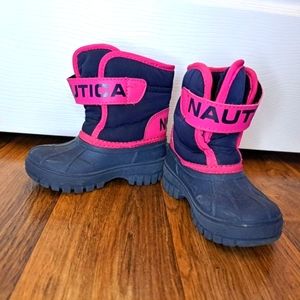 Nautica Girl's Blue and Pink Snow Winter Ski Boots Size 7